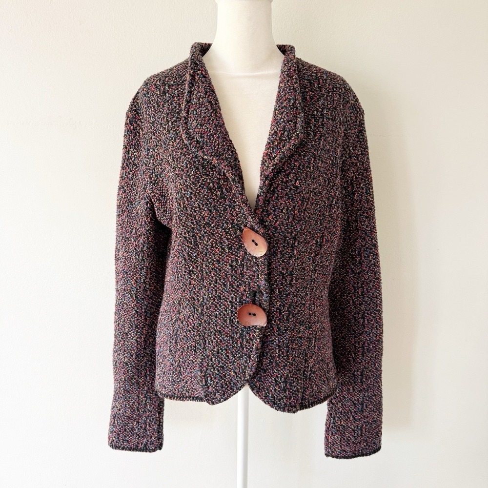 Vintage Cardigan Blazer Women Medium Chunky Knit Boho Eclectic Artsy Indie